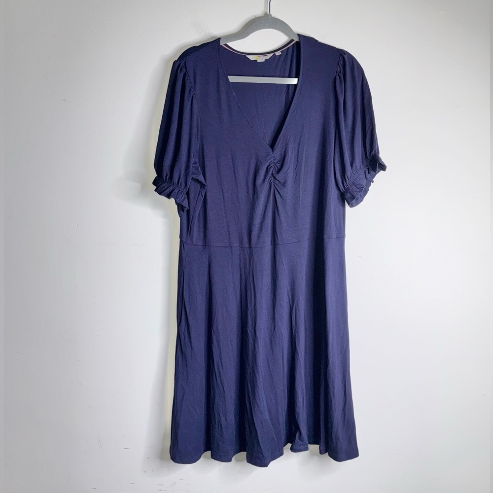 Boden Navy Blue Short Sleeve V-Neck Dress